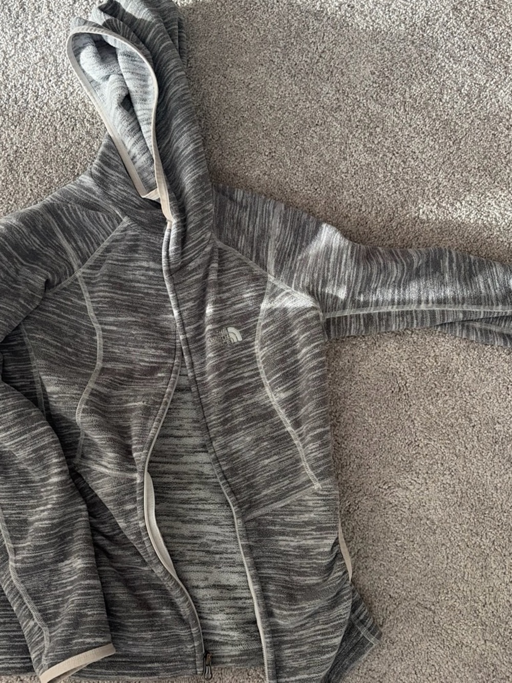 The North Face Heather Gray Full-Zip Knit Hoodie with Embroidered Logo
